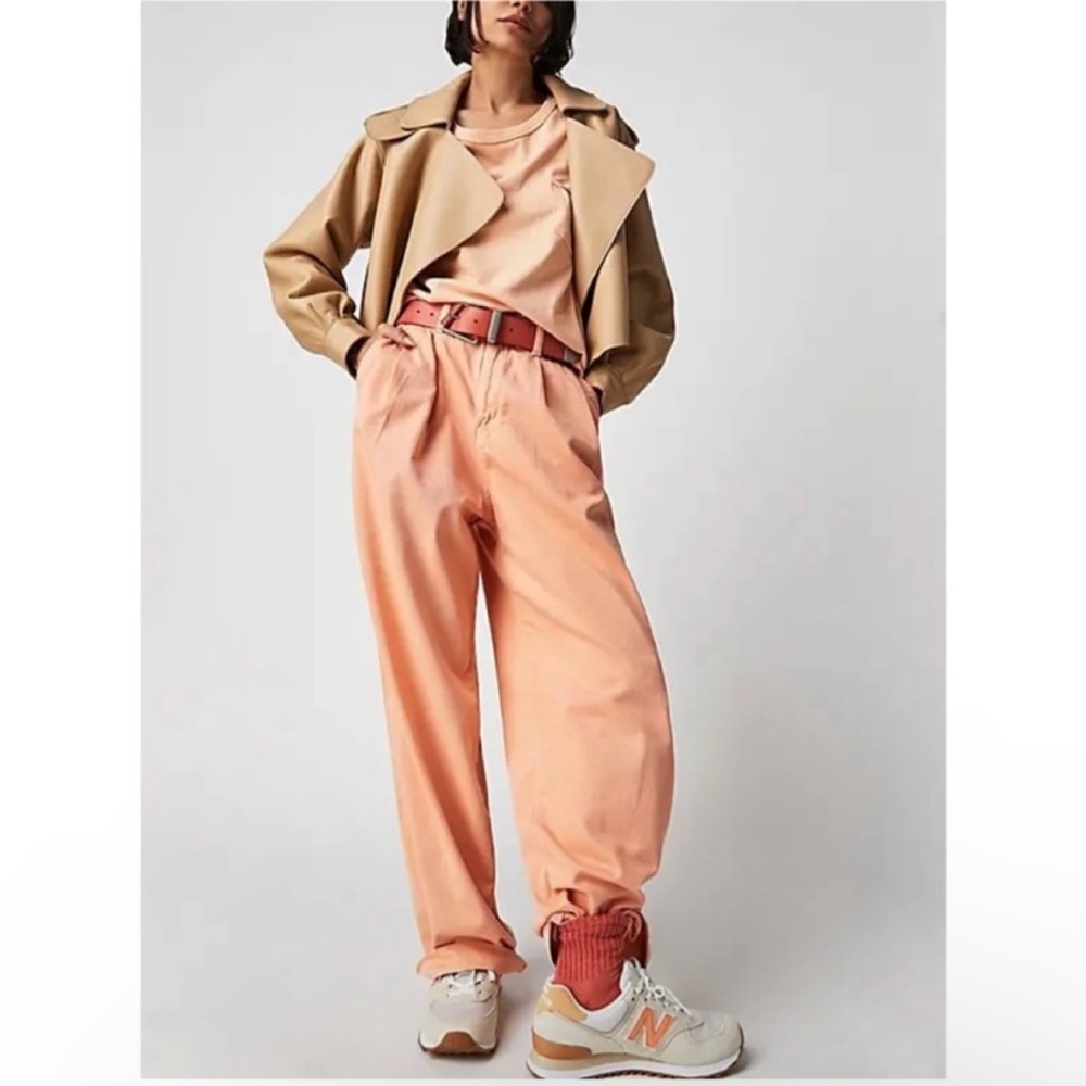 Free People Peach High-Waist Relaxed Pants
